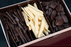 Chocolate Candied Orange Peels, White Chocolate Candied Lemon Peels, Dark Chocolate Candied Ginger