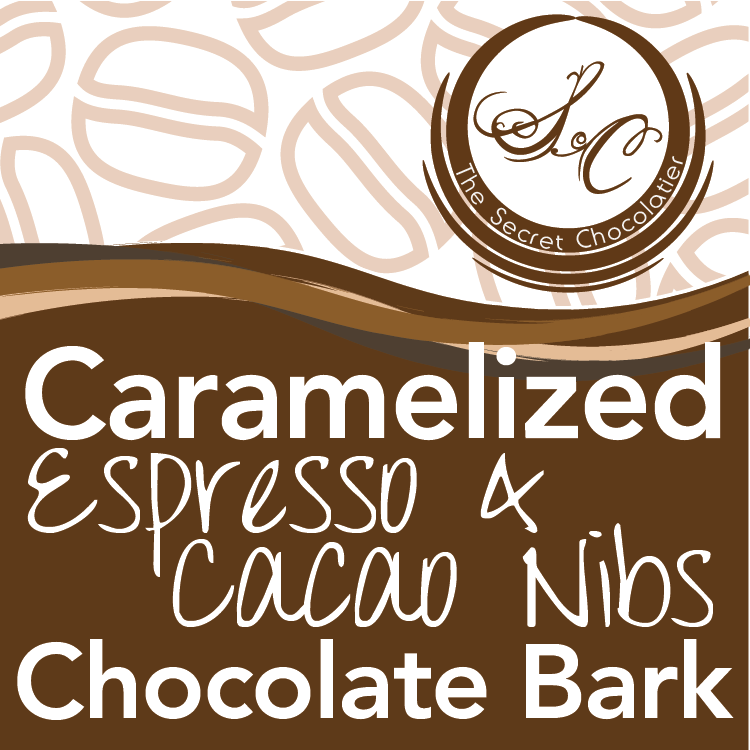 Chocolate Espresso and Cacao Nib Bark Label