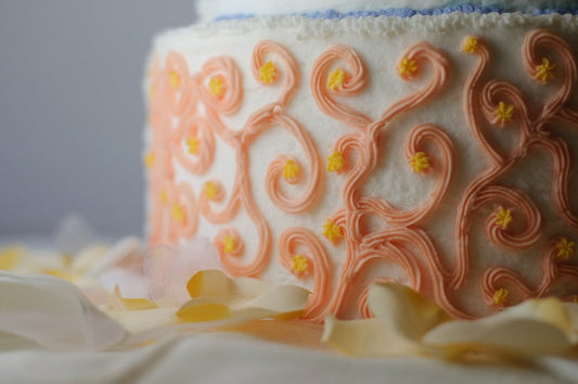 Peach Scroll Work Wedding Cake Base