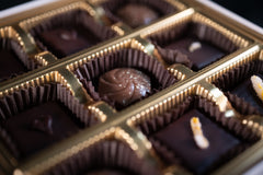 Espresso Truffles, Orange Truffles, and Cinnamon Roll Bon Bons - Close Up