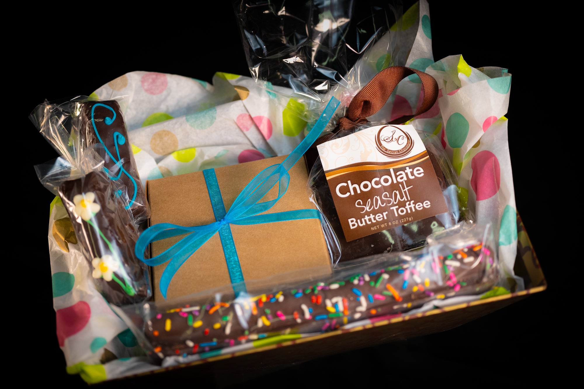 A giftbox full of chocolate yummies