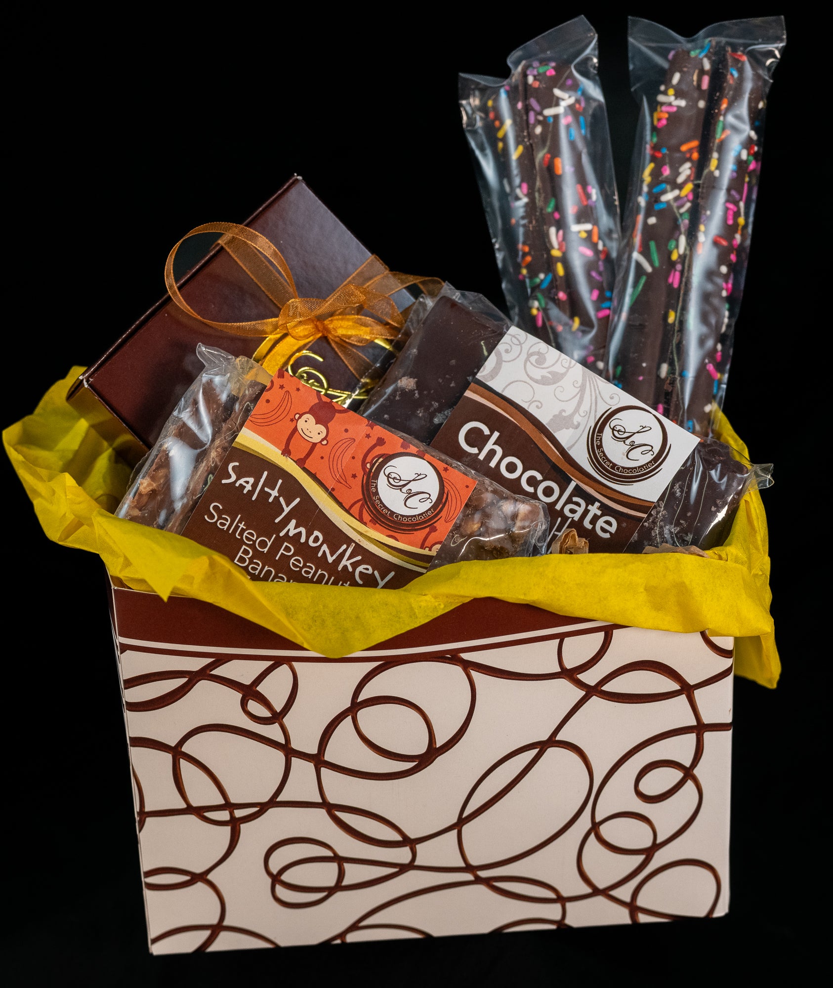 Salted Chocolate Favorites, Milk Chocolate Bark, Toffee, Pretzels, Salted Caramels Main image