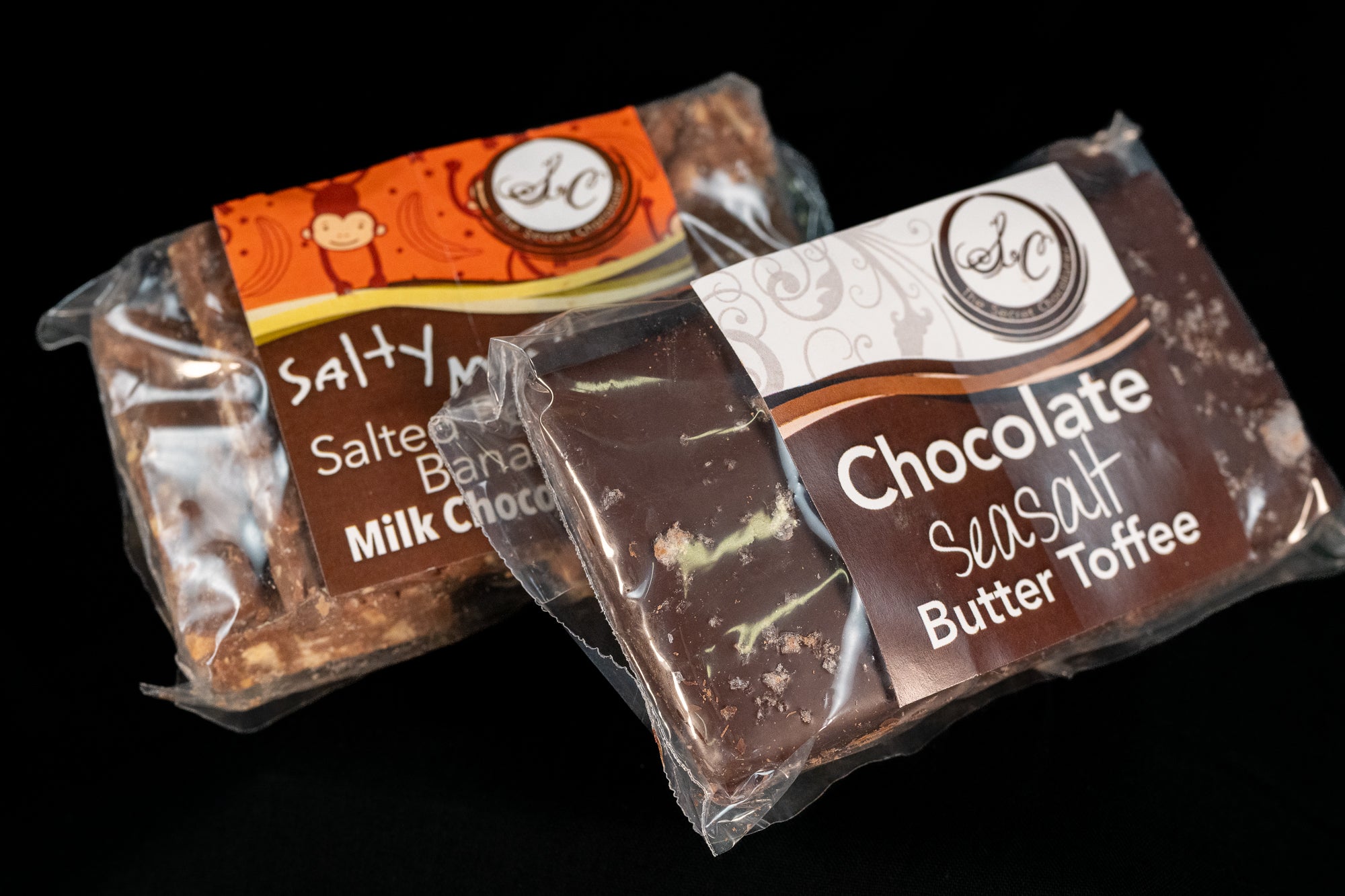 Salty Monkey Milk Chocolate Bark and Chocolate Sea Salt Butter Toffee, 4oz