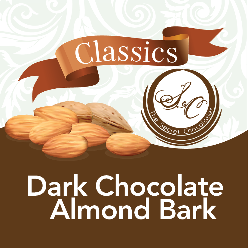 The Secret Chocolatier Classics — Dark Chocolate Almond Bark label.