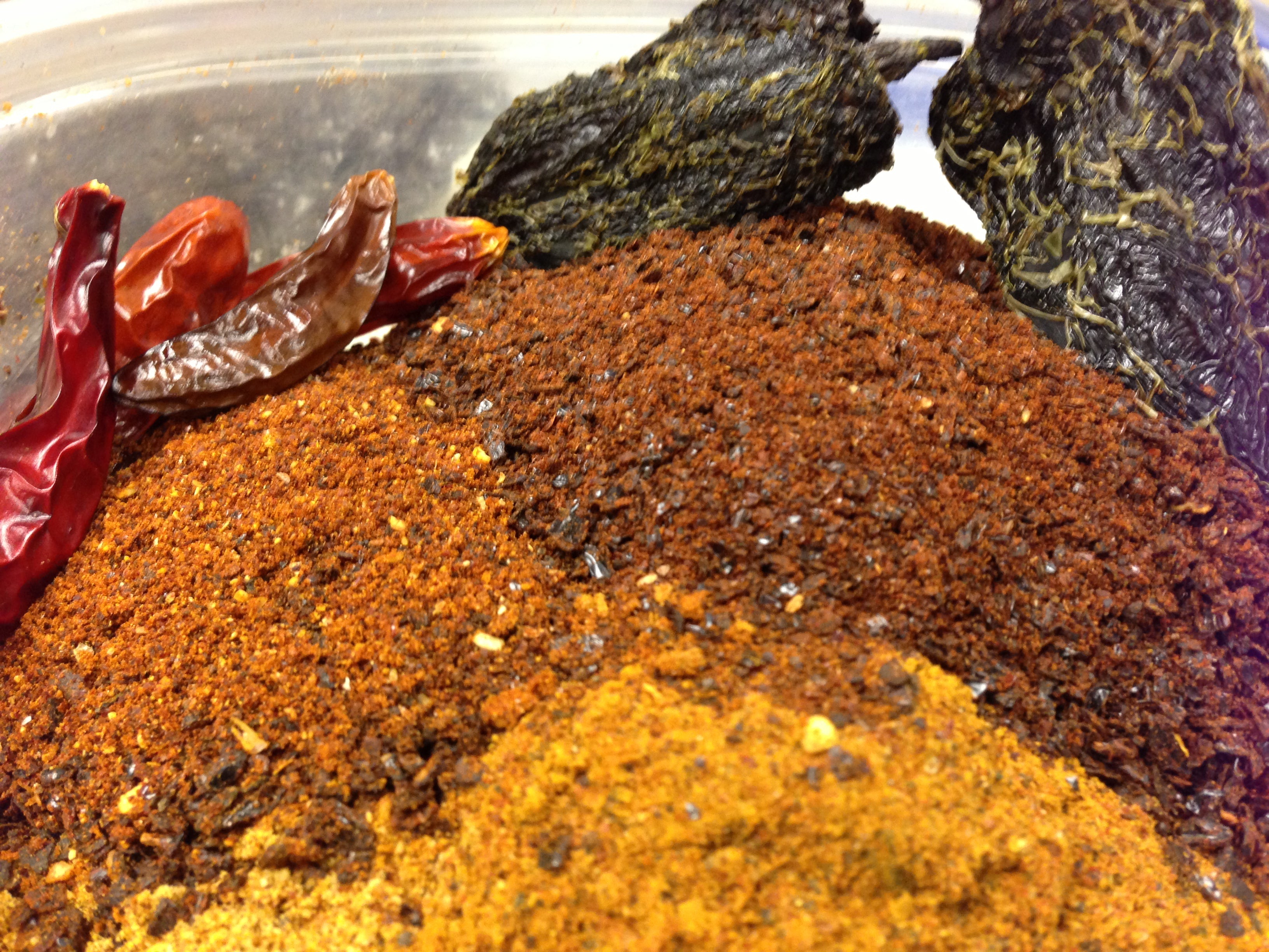 The Spices of Blueberry Chili Chocolate Bark, Ancho, Serrano, Guanjillo Peppers