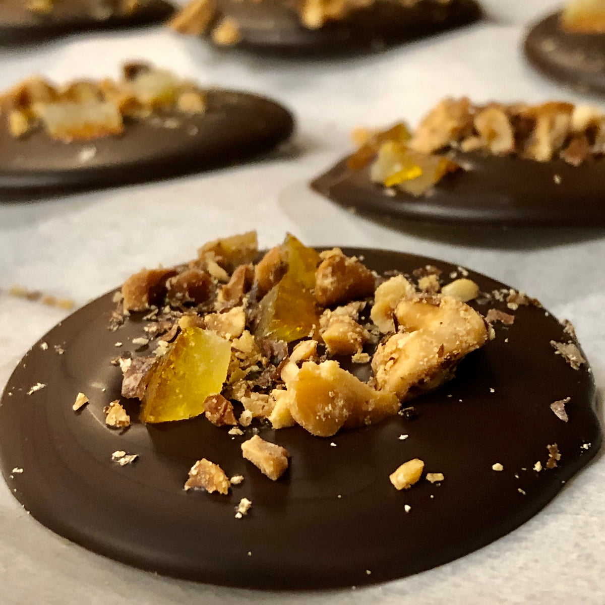 Walnut & Orange Dark Chocolate Mendiant