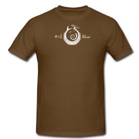 Brown unisex t-shirt with The Secret Chocolatier 'Evil Good Chocolate' monkey logo printed in white on the chest.